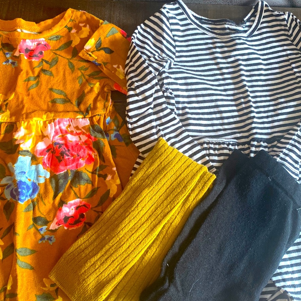 2 play dresses and leggings 2t 24months